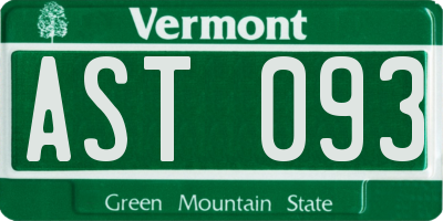 VT license plate AST093