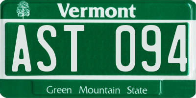 VT license plate AST094