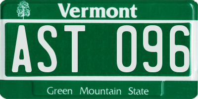 VT license plate AST096