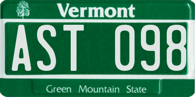 VT license plate AST098