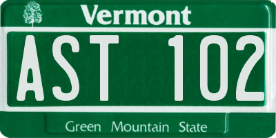 VT license plate AST102