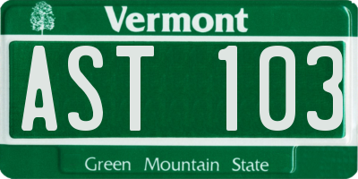 VT license plate AST103