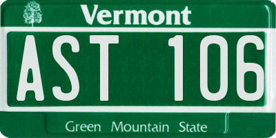 VT license plate AST106