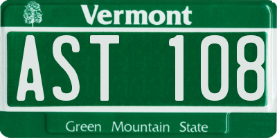 VT license plate AST108