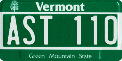 VT license plate AST110