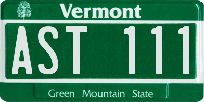 VT license plate AST111