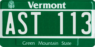 VT license plate AST113