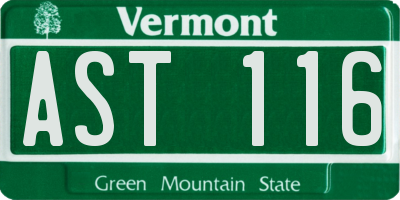 VT license plate AST116