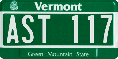 VT license plate AST117