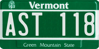 VT license plate AST118