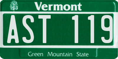 VT license plate AST119