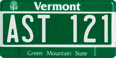 VT license plate AST121