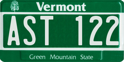 VT license plate AST122