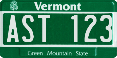VT license plate AST123