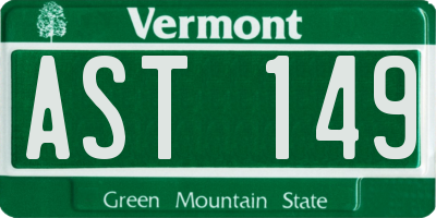 VT license plate AST149