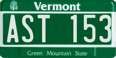VT license plate AST153
