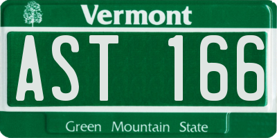 VT license plate AST166