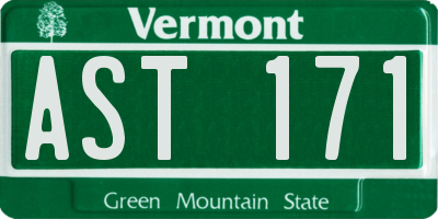 VT license plate AST171