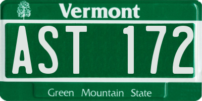 VT license plate AST172