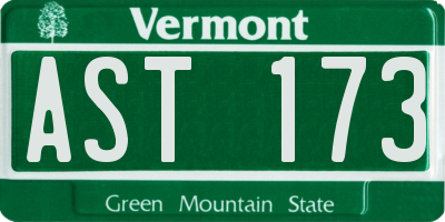 VT license plate AST173