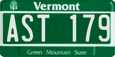 VT license plate AST179