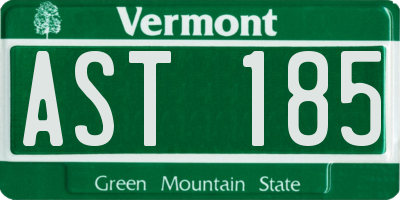 VT license plate AST185