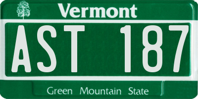 VT license plate AST187
