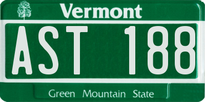 VT license plate AST188