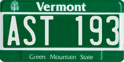 VT license plate AST193
