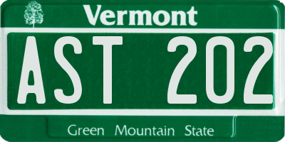 VT license plate AST202