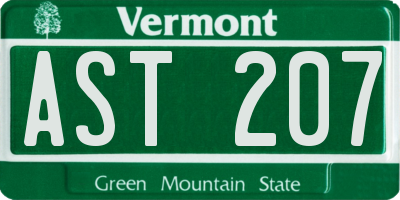 VT license plate AST207