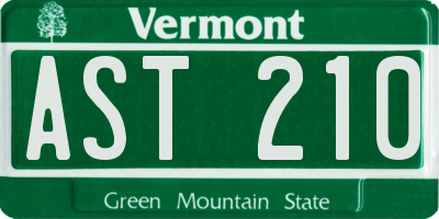 VT license plate AST210