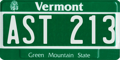 VT license plate AST213