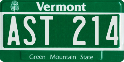 VT license plate AST214
