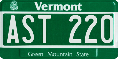 VT license plate AST220