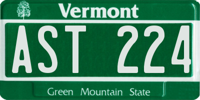 VT license plate AST224
