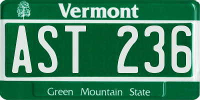 VT license plate AST236