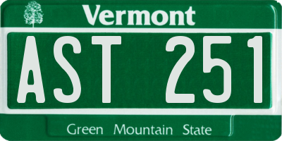 VT license plate AST251