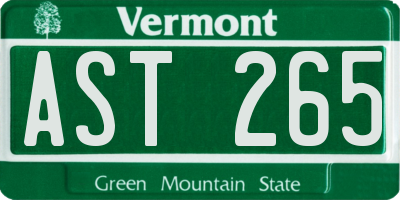 VT license plate AST265