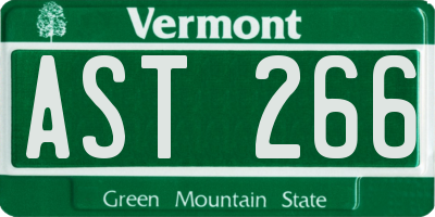VT license plate AST266