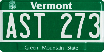 VT license plate AST273