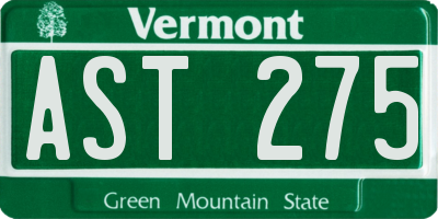 VT license plate AST275