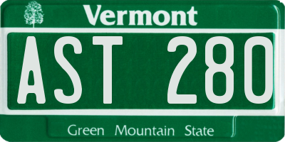 VT license plate AST280