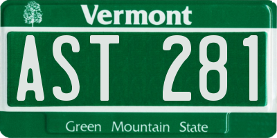 VT license plate AST281