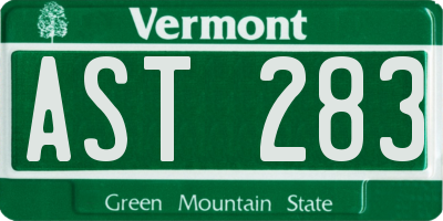 VT license plate AST283
