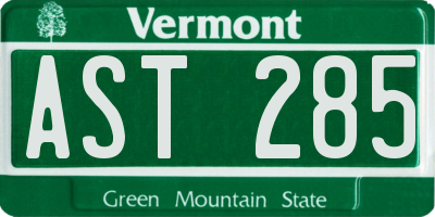 VT license plate AST285