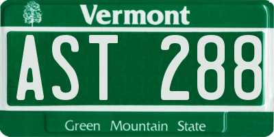 VT license plate AST288