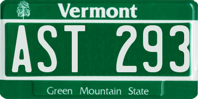 VT license plate AST293