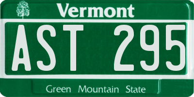 VT license plate AST295