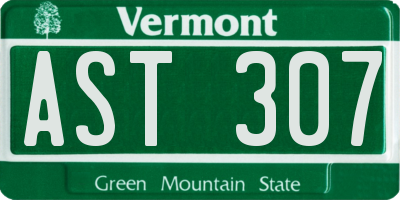 VT license plate AST307